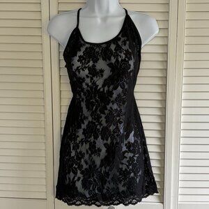 Victoria Secret Black Stretch Lace Chemise Size Small ( 4-6) NWOT